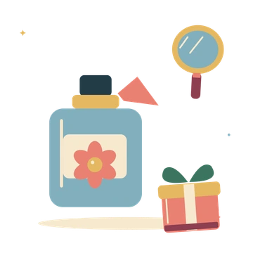 Thoughtful beauty gift with perfume and hand mirror.