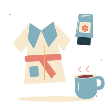 Fresh spa robe with skincare and warm tea.