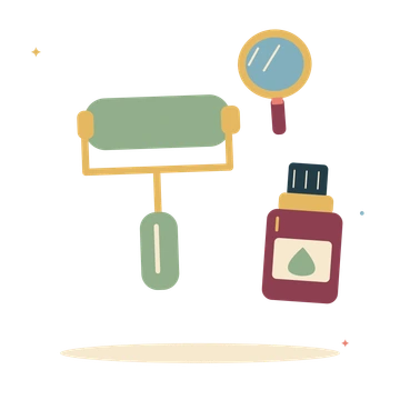 Facial ritual with a roller and essential oil.