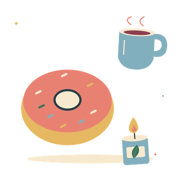 Birthday breakfast with doughnut and a little candle.