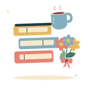 Bookshop morning with books and flowers.