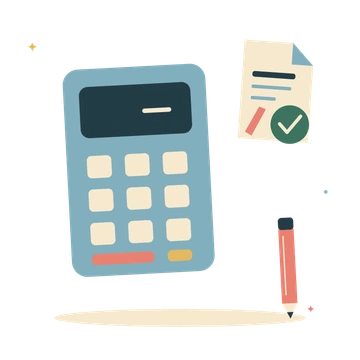 Office numbers with calculator and approved document.