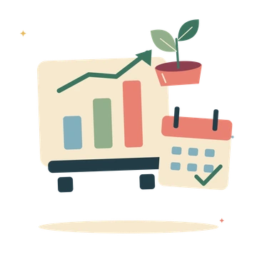 Growing business with chart and desk calendar.