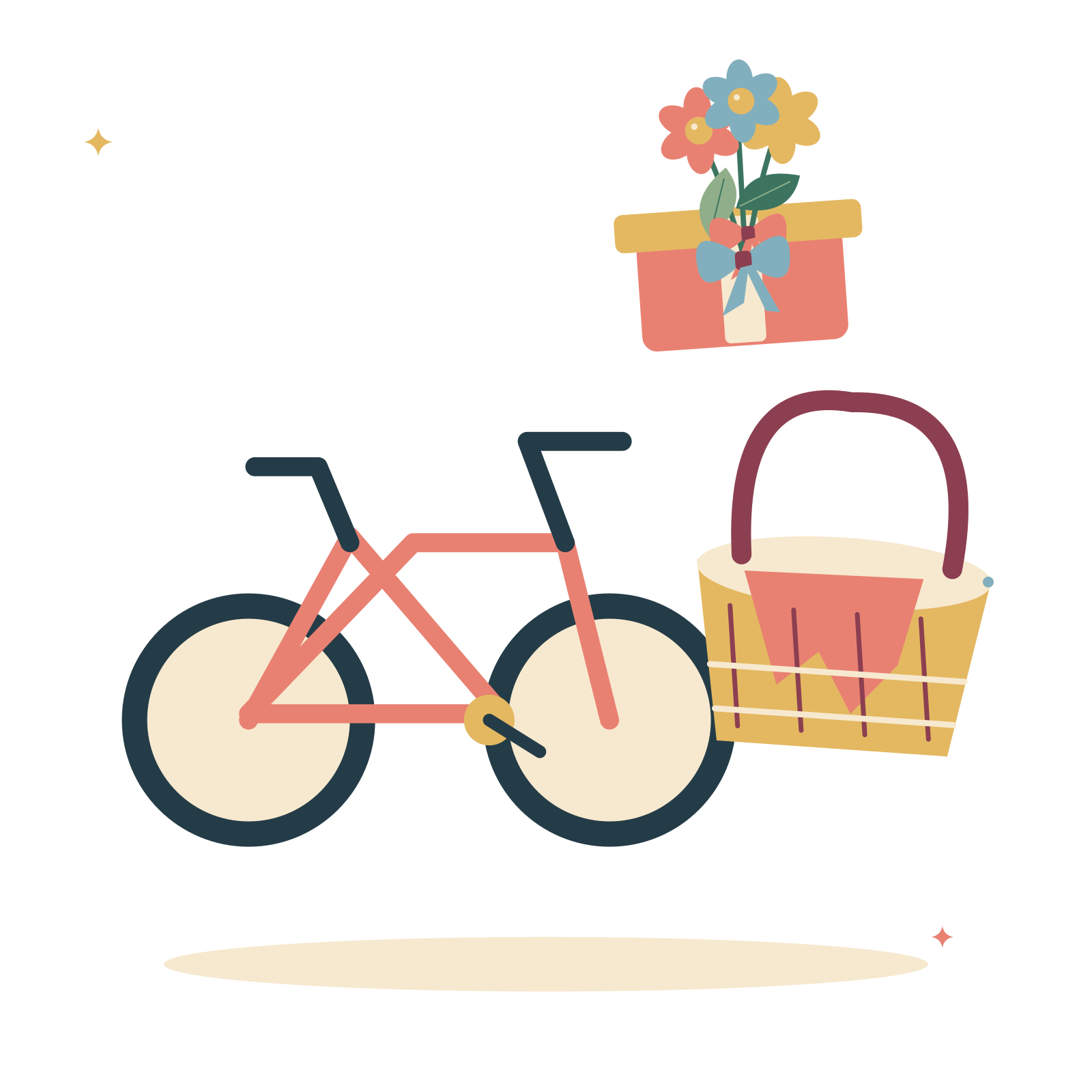 Neighbourhood bike ride with a little picnic basket.