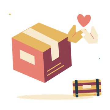 Donation day with a parcel and helping hands.