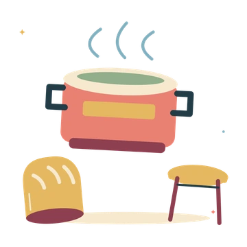 Community supper with a warm pot and fresh bread.