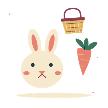 Little Easter bunny with carrots and basket.