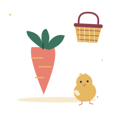 Spring carrot harvest with a little chick.