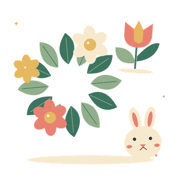 Easter wreath with tulip and a little bunny.