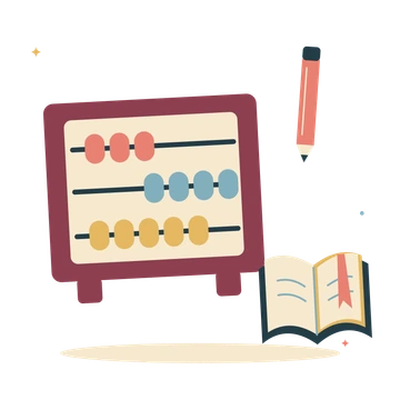 Counting lesson with abacus and a bright pencil.