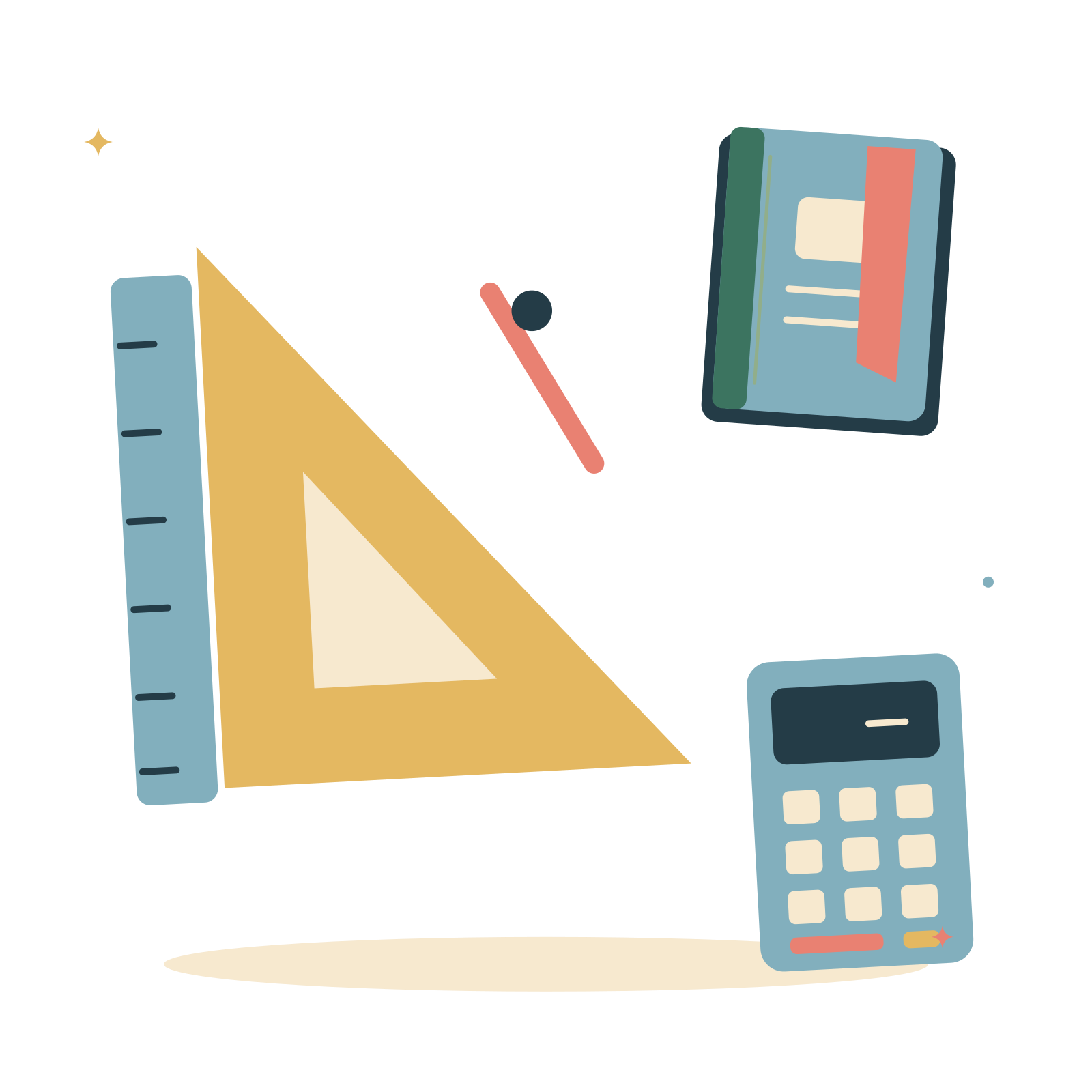 School geometry with a ruler and little notebook.