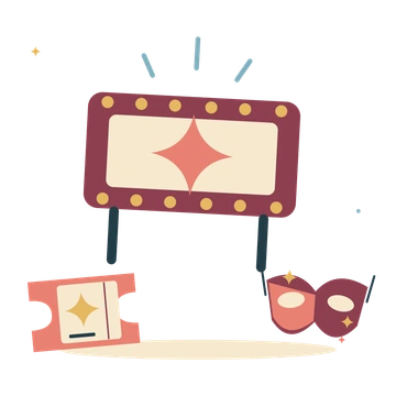 Evening show with marquee and party ticket.