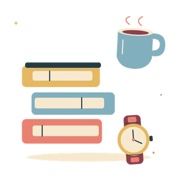 Father's Day reading with books and warm coffee.