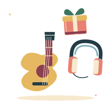 Father's Day music with guitar and headphones.