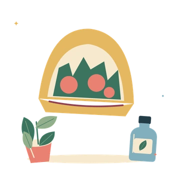 Fresh tacos with a herb plant and glass bottle.