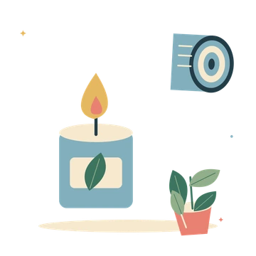 Mindful rest with a candle and rolled yoga mat.