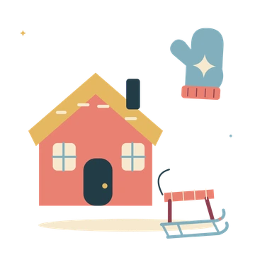 Winter getaway with cabin and cosy mittens.