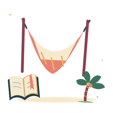 Relaxing holiday with hammock and a good book.