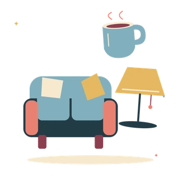 Cosy sofa corner with reading lamp and tea.