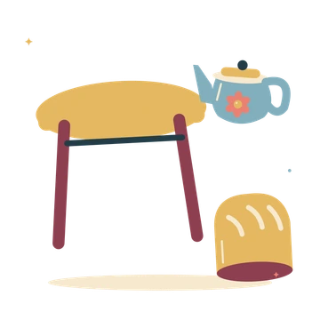 Handmade kitchen with bread and warm teapot.