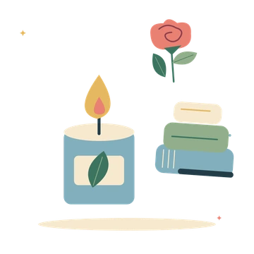 Cosy Mother's Day with a candle and soft towels.