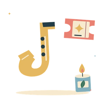 Jazz evening with saxophone and a candlelit ticket.
