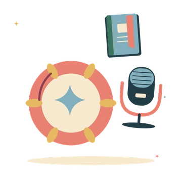 Tambourine rhythm with a microphone and journal.