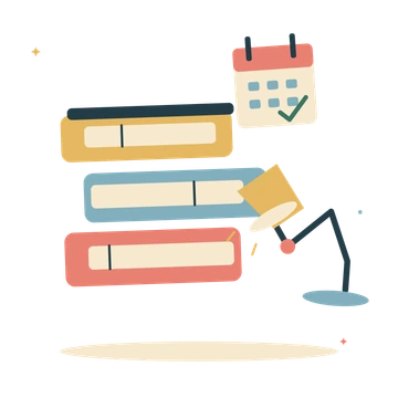 New year reading plans with books and a bright lamp.