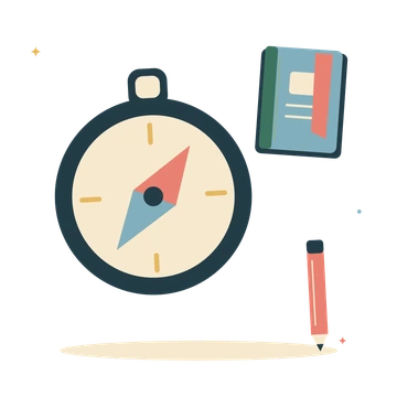 New direction with a compass and fresh journal.
