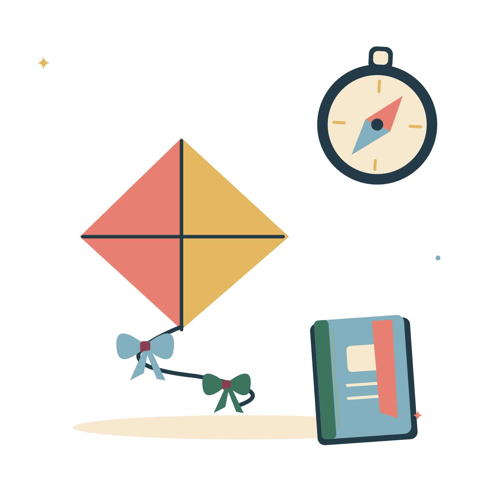 New horizons with a kite and travel journal.