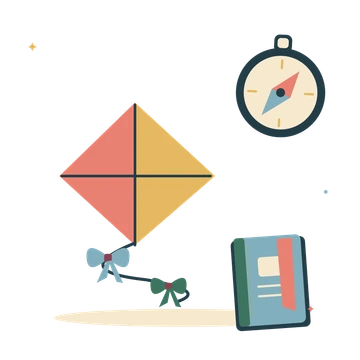 New horizons with a kite and travel journal.