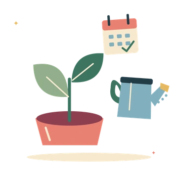New growth with seedling and watering can.
