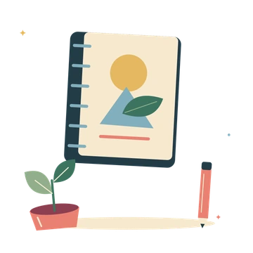 Fresh ideas with a sketchbook and growing seedling.