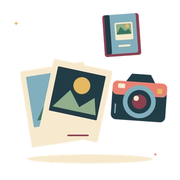 Printed photo memories with a camera and little album.