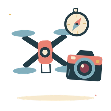Drone adventure with camera and a little compass.