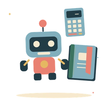 Technology learning with robot and a little notebook.