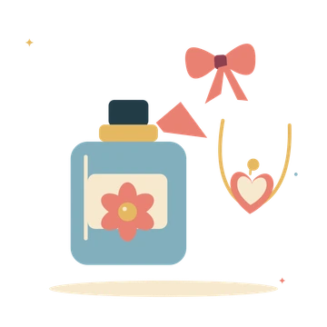 A little love gift with perfume and ribbon.