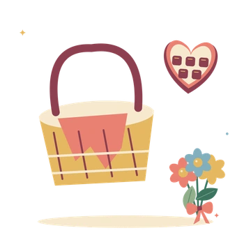 Valentine picnic with heart chocolates and flowers.