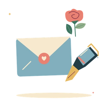Wedding stationery with invitation and a fountain pen.