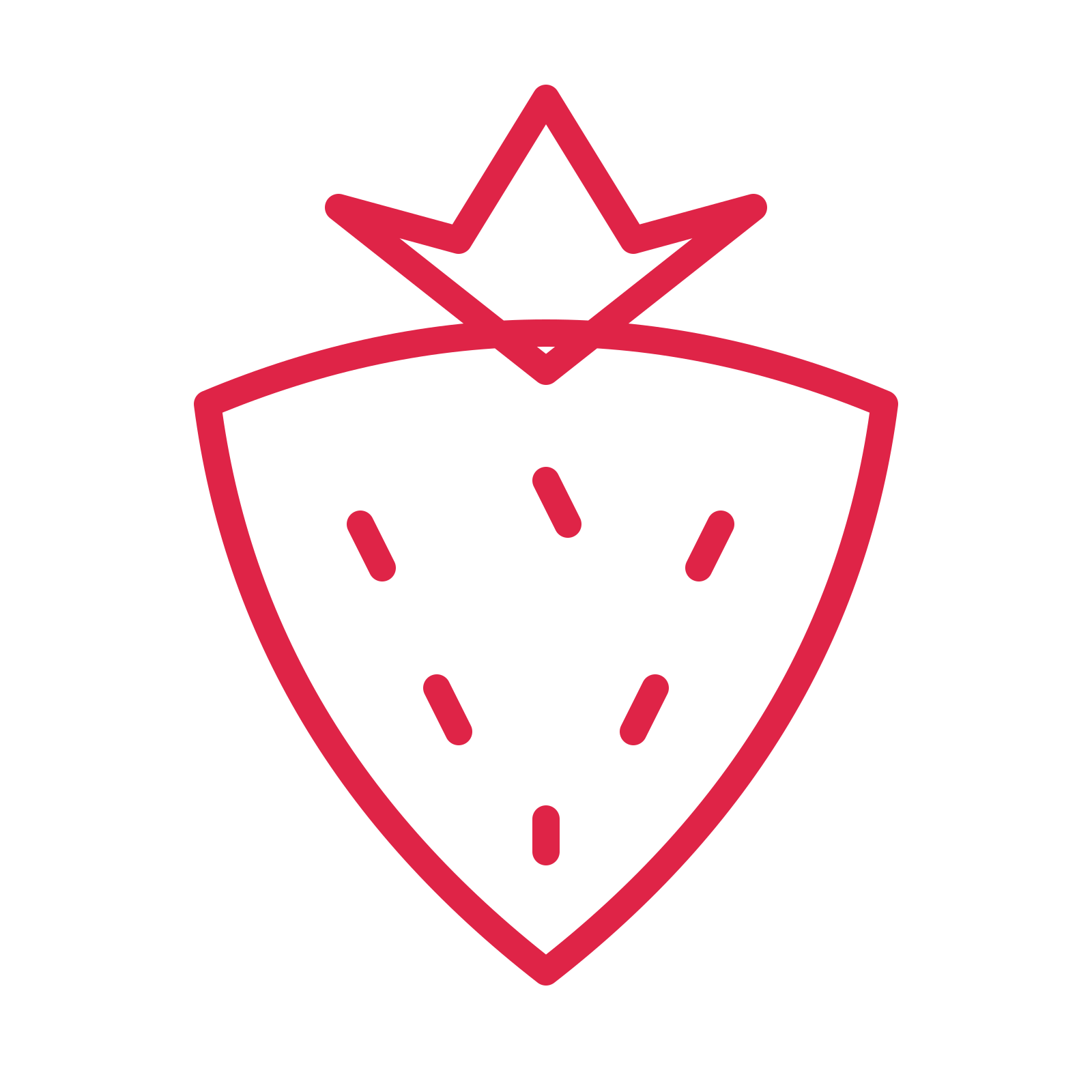 Ripe strawberry in an outline drawing with clear rounded lines.