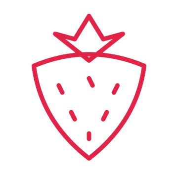Ripe strawberry in an outline drawing with clear rounded lines.