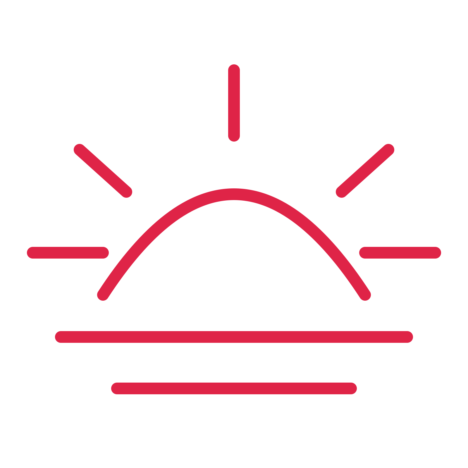 New beginning sunrise in an outline drawing with clear rounded lines.