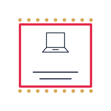 A stamp label composition featuring portable laptop for Technology designs.