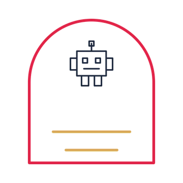 A arch label composition featuring friendly technology robot for Technology designs.