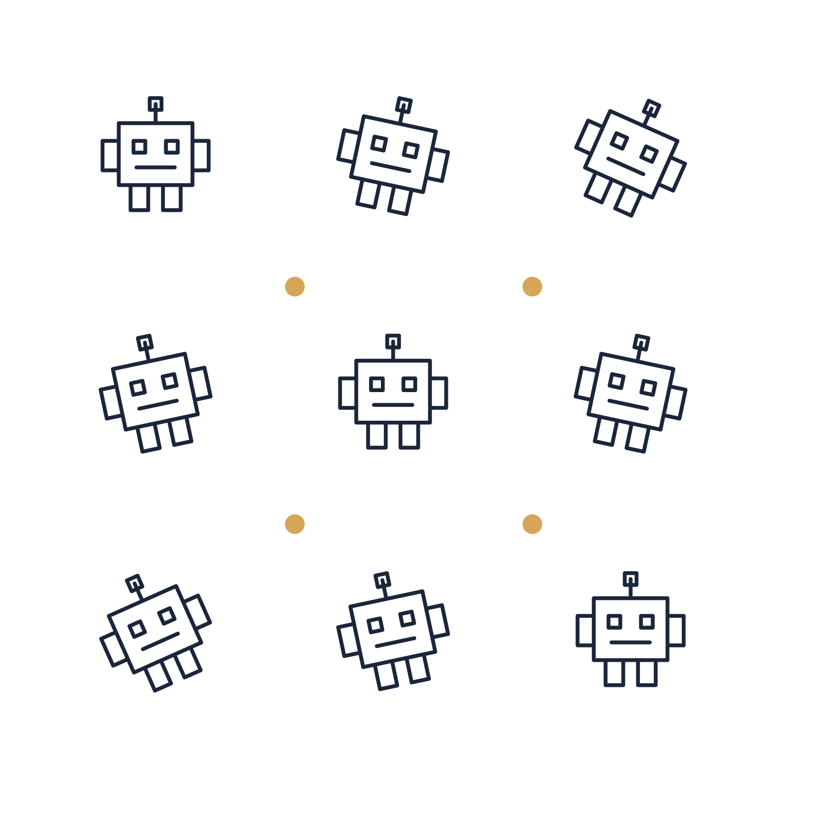 A scattered pattern composition featuring friendly technology robot for Technology designs.