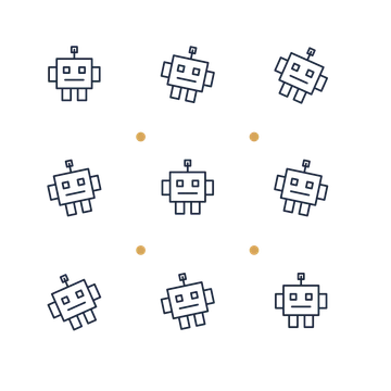 A scattered pattern composition featuring friendly technology robot for Technology designs.