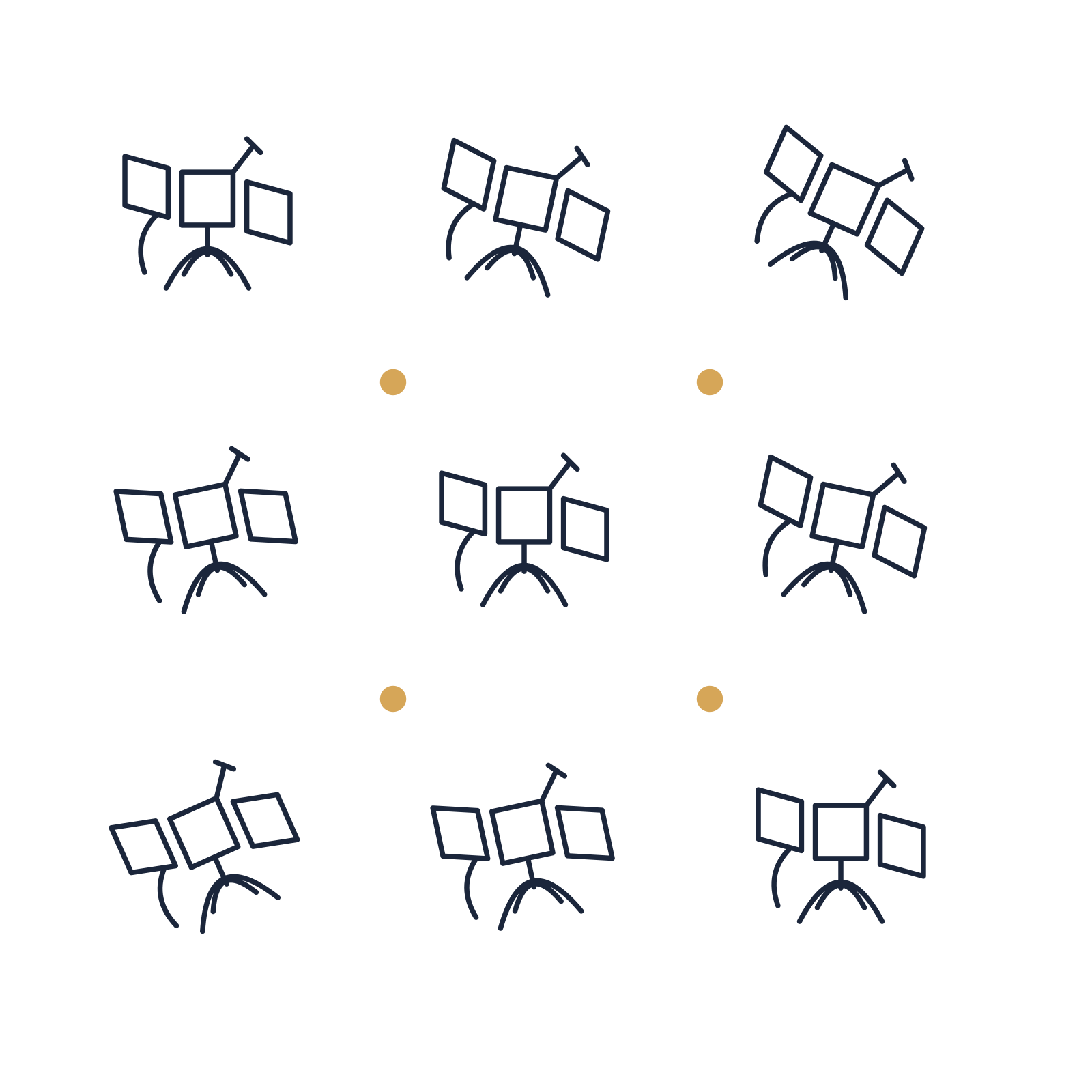 A scattered pattern composition featuring communication satellite for Technology designs.