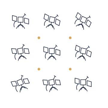 A scattered pattern composition featuring communication satellite for Technology designs.