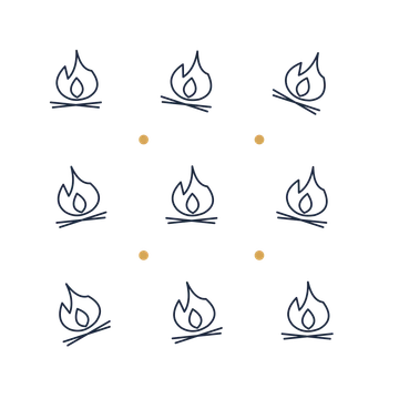 A scattered pattern composition featuring outdoor campfire for Travel & outdoors designs.