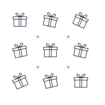 A scattered pattern composition featuring wrapped gift box for Valentine’s Day designs.